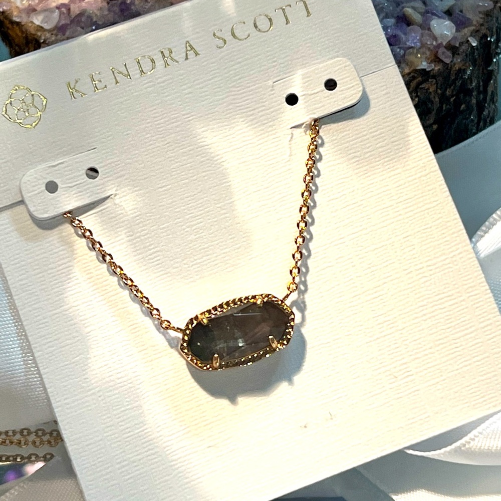NWT Kendra Scott Retired Elisa Necklace Crystal Gray Illusion & Rose Gold RARE! - Picture 11 of 12